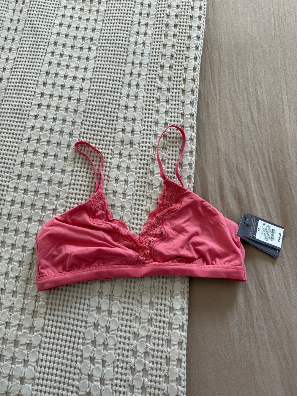NEW Auden Coral Lace Trim Bralette Size M